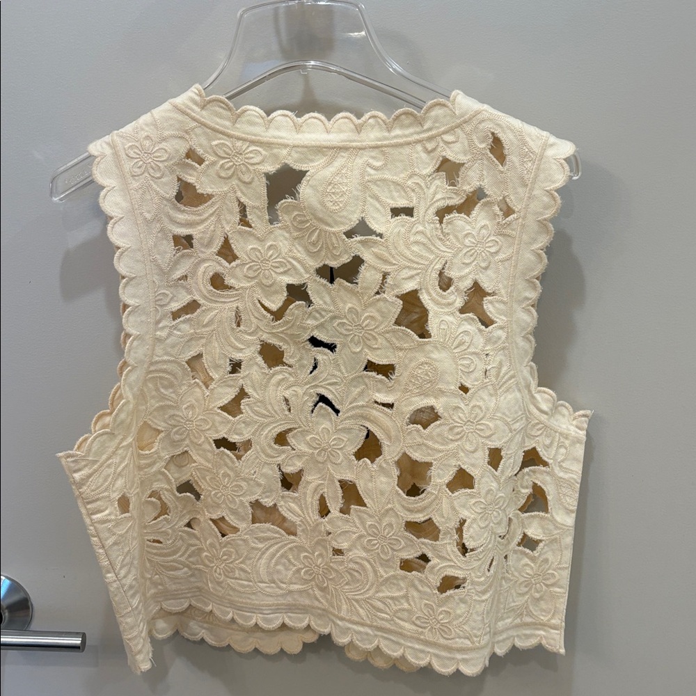 rag & bone Cream Floral Cutout Button Front Vest - Picture 2 of 5